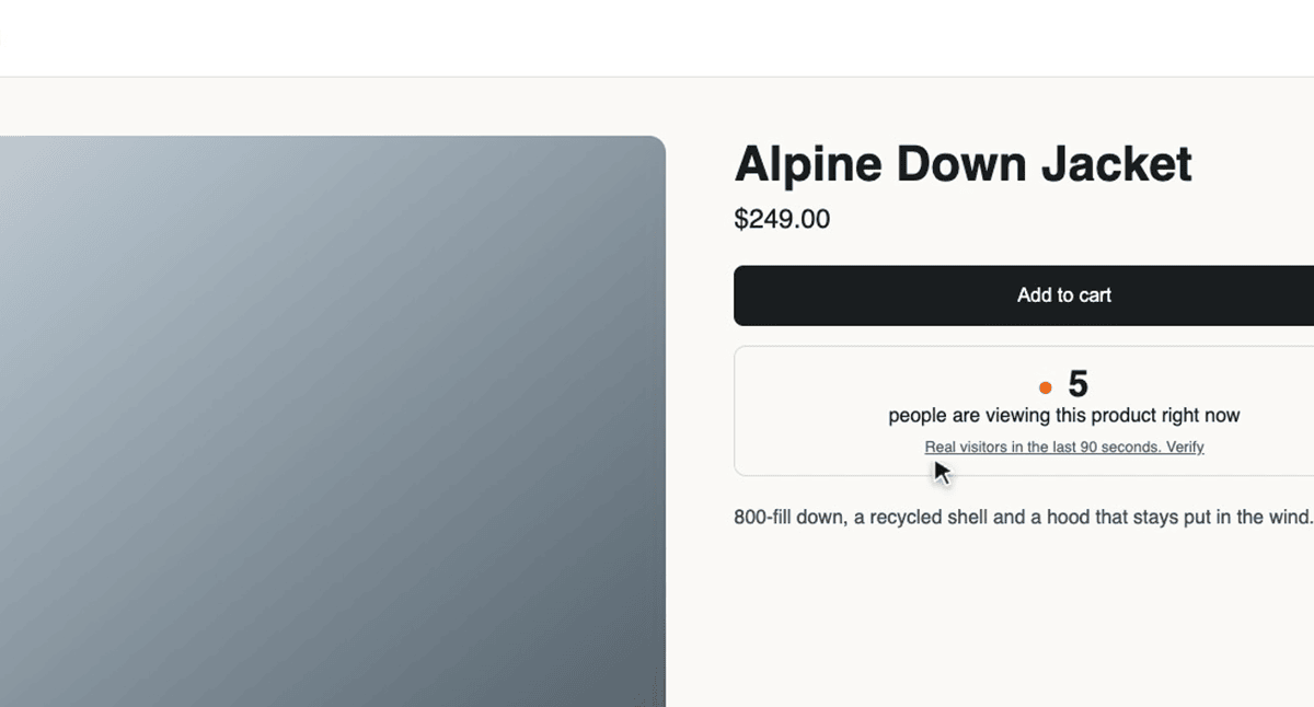 The counter card under the Add to cart button